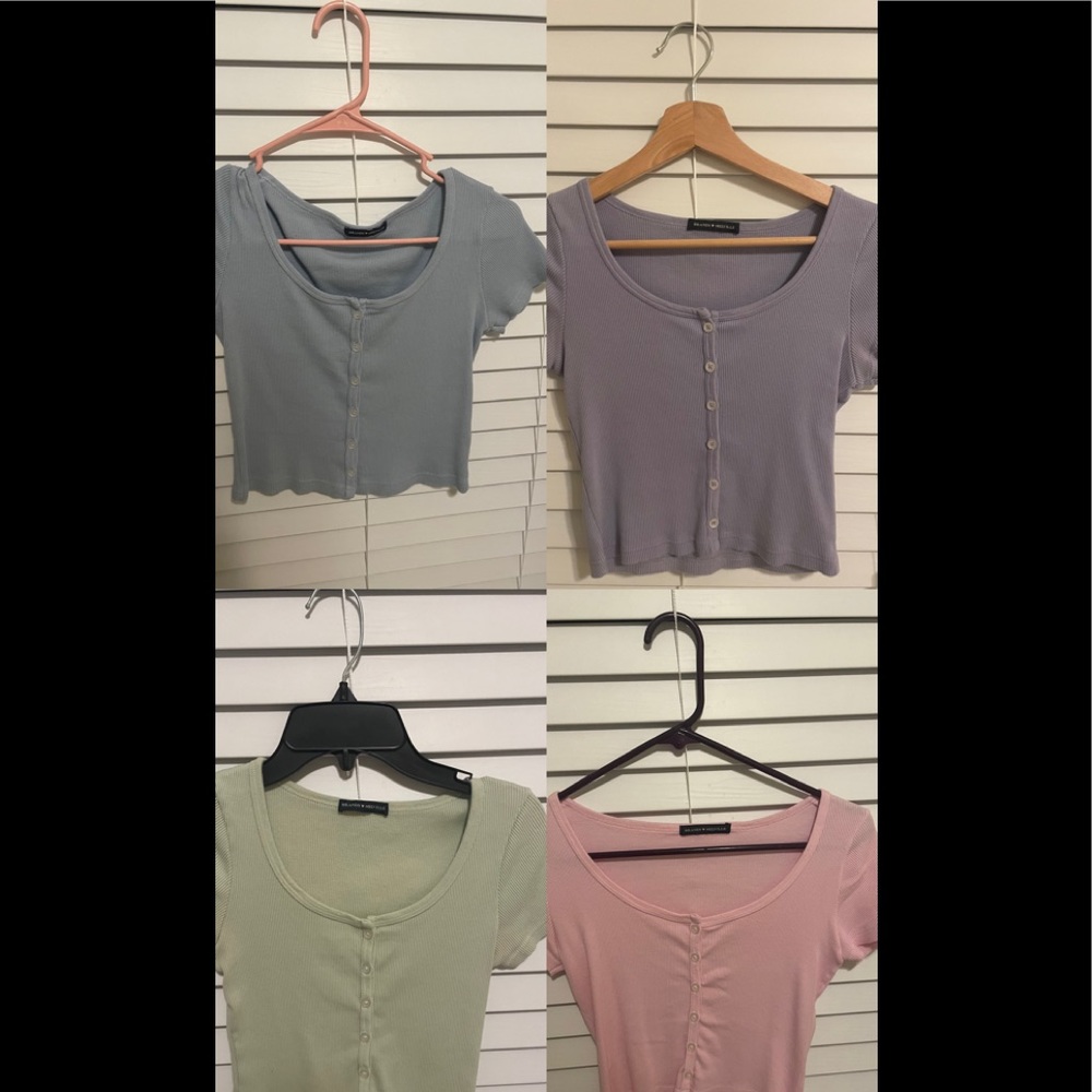 4 zelly tops brandy melville pink blue purple light green